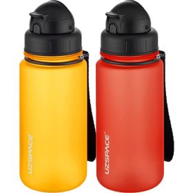 Uzspace 2'li Pipetli 400 ml Fiftyfifty Kırmızı Turuncu Tritan Matara Seti