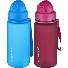 Uzspace 2'li Pipetli 400 ml Fiftyfifty Mavi Kırmızı Tritan Matara Seti