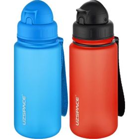 Uzspace 2'li Pipetli 400 ml Fiftyfifty Mavi Kırmızı Tritan Matara Seti