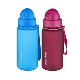 Uzspace 2'li Pipetli 400 ml Fiftyfifty Mavi Kırmızı Tritan Matara Seti