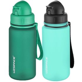 Uzspace 2'li Pipetli 400 ml Fiftyfifty Mavi Yeşil Tritan Matara Seti