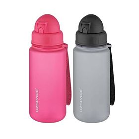 Uzspace 2'li Pipetli 400 ml Fiftyfifty Pembe Gri Tritan Matara Seti