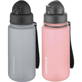 Uzspace 2'li Pipetli 400 ml Fiftyfifty Pembe Gri Tritan Matara Seti
