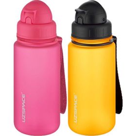 Uzspace 2'li Pipetli 400 ml Fiftyfifty Pembe Turuncu Tritan Matara Seti
