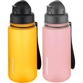Uzspace 2'li Pipetli 400 ml Fiftyfifty Pembe Turuncu Tritan Matara Seti