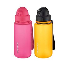 Uzspace 2'li Pipetli 400 ml Fiftyfifty Pembe Turuncu Tritan Matara Seti