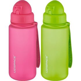 Uzspace 2'li Pipetli 400 ml Fiftyfifty Pembe Yeşil Tritan Matara Seti