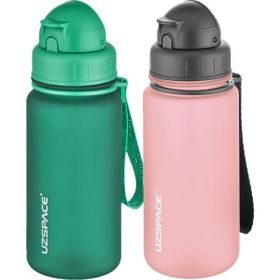 Uzspace 2'li Pipetli 400 ml Fiftyfifty Pembe Yeşil Tritan Matara Seti