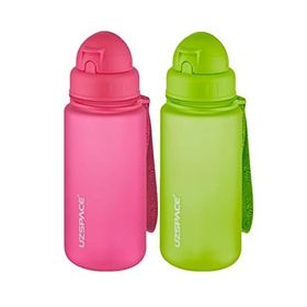 Uzspace 2'li Pipetli 400 ml Fiftyfifty Pembe Yeşil Tritan Matara Seti