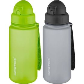 Uzspace 2'li Pipetli 400 ml Fiftyfifty Yeşil Gri Tritan Matara Seti