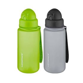 Uzspace 2'li Pipetli 400 ml Fiftyfifty Yeşil Gri Tritan Matara Seti