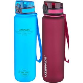 Uzspace 2'li Set 1000 ml Mavi - Gül Kurusu Fiftyfifty Tritan Su Matarası