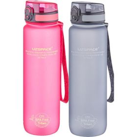 Uzspace 2'li Set 1000 ml Pembe- Gri Fiftyfifty Tritan Su Matarası
