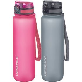 Uzspace 2'li Set 1000 ml Pembe- Gri Fiftyfifty Tritan Su Matarası
