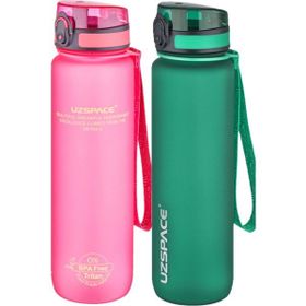 Uzspace 2'li Set 1000 ml Pembe - Koyu Yeşil Fiftyfifty Tritan Su Matarası