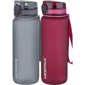 Uzspace 2'li Tritan 800 ml Fiftyfifty Gri - Gül Kurusu Matara Seti