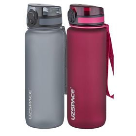 Uzspace 2'li Tritan 800 ml Fiftyfifty Gri - Gül Kurusu Matara Seti