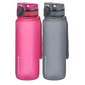 Uzspace 2'li Tritan 800 ml Fiftyfifty Gri - Pembe Matara Seti