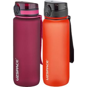 Uzspace 2'li Tritan 800 ml Fiftyfifty Gül Kurusu - Kırmızı Matara Seti