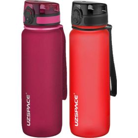 Uzspace 2'li Tritan 800 ml Fiftyfifty Gül Kurusu - Kırmızı Matara Seti