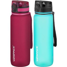 Uzspace 2'li Tritan 800 ml Fiftyfifty Gül Kurusu - Koyu Mavi Matara Seti