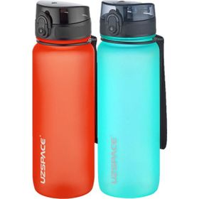 Uzspace 2'li Tritan 800 ml Fiftyfifty Kırmızı - Açık Mavi Matara Seti