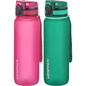 Uzspace 2'li Tritan 800 ml Fiftyfifty Koyu Yeşil - Pembe Matara Seti