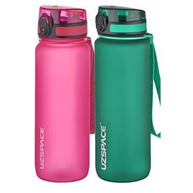 Uzspace 2'li Tritan 800 ml Fiftyfifty Koyu Yeşil - Pembe Matara Seti