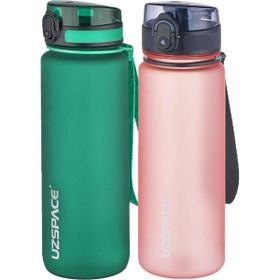 Uzspace 2'li Tritan 800 ml Fiftyfifty Koyu Yeşil - Pembe Matara Seti