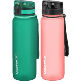 Uzspace 2'li Tritan 800 ml Fiftyfifty Koyu Yeşil - Pembe Matara Seti