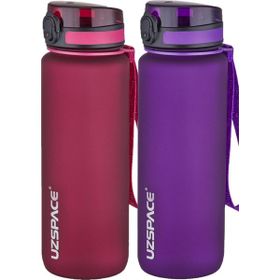 Uzspace 2'li Tritan 800 ml Fiftyfifty Mor - Kırmızı Matara Seti
