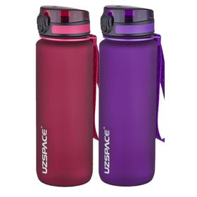 Uzspace 2'li Tritan 800 ml Fiftyfifty Mor - Kırmızı Matara Seti