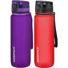 Uzspace 2'li Tritan 800 ml Fiftyfifty Mor - Kırmızı Matara Seti