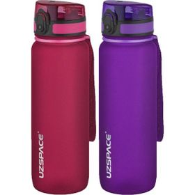 Uzspace 2'li Tritan 800 ml Fiftyfifty Mor - Kırmızı Matara Seti