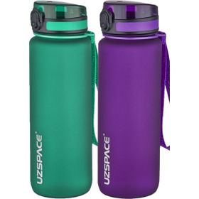 Uzspace 2'li Tritan 800 ml Fiftyfifty Mor Koyu Yeşil Matara Seti