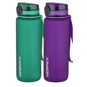 Uzspace 2'li Tritan 800 ml Fiftyfifty Mor Koyu Yeşil Matara Seti