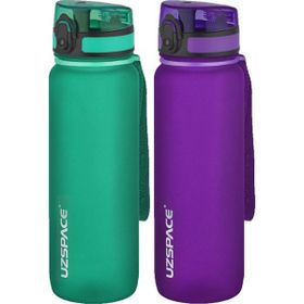 Uzspace 2'li Tritan 800 ml Fiftyfifty Mor Koyu Yeşil Matara Seti