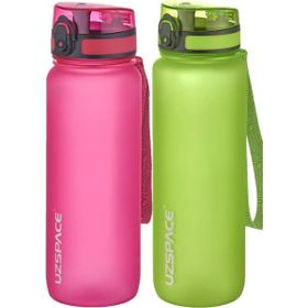 Uzspace 2'li Tritan 800 ml Fiftyfifty Pembe - Yeşil Matara Seti