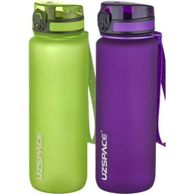 Uzspace 2'li Tritan 800 ml Fiftyfifty Yeşil - Mor Matara Seti