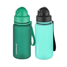 Uzspace Pipetli Tritan 2x400 ml Fifty Fifty Koyu Yeşil Buz Mavisi Matara Seti