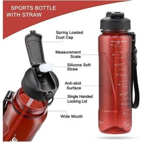 Uzspace Tritan Pipetli 1000 ml Kırmızı Matara