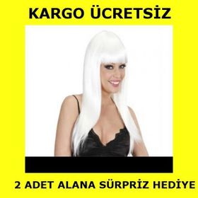 Uzun Beyaz Peruk Saç