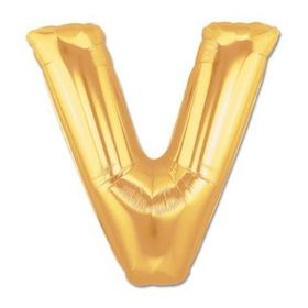 V Harf Altın Renk 100 cm Folyo Balon