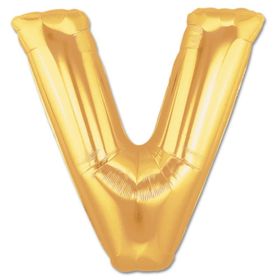 V Harf Altın Renk 100 cm Folyo Balon