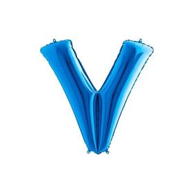 V Harf Grabo Mavi 100 cm Folyo Balon
