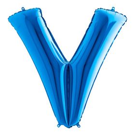 V Harf Grabo Mavi 100 cm Folyo Balon