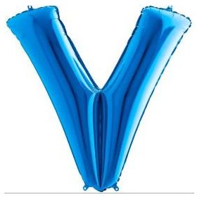 V Harf Grabo Mavi 100 cm Folyo Balon
