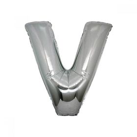 V Harf Gümüş 100 cm Folyo Balon