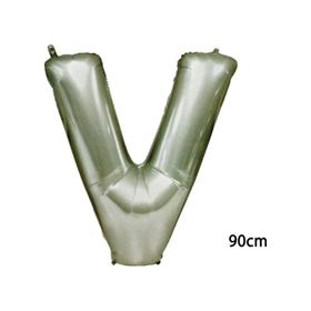 V Harf Gümüş 90 cm Folyo Balon