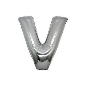 V Harf Gümüş Renk 40 cm Folyo Balon
